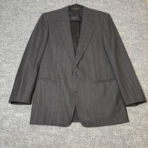 Saks Fifth Avenue Suit Mens 42R 33x33 Gray Stripe Wool USA Courreges‎ Homme